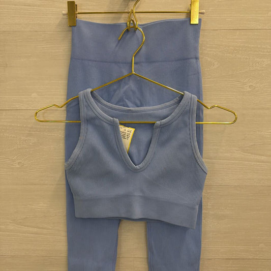 Light Blue Ribbed Athletic Set Small