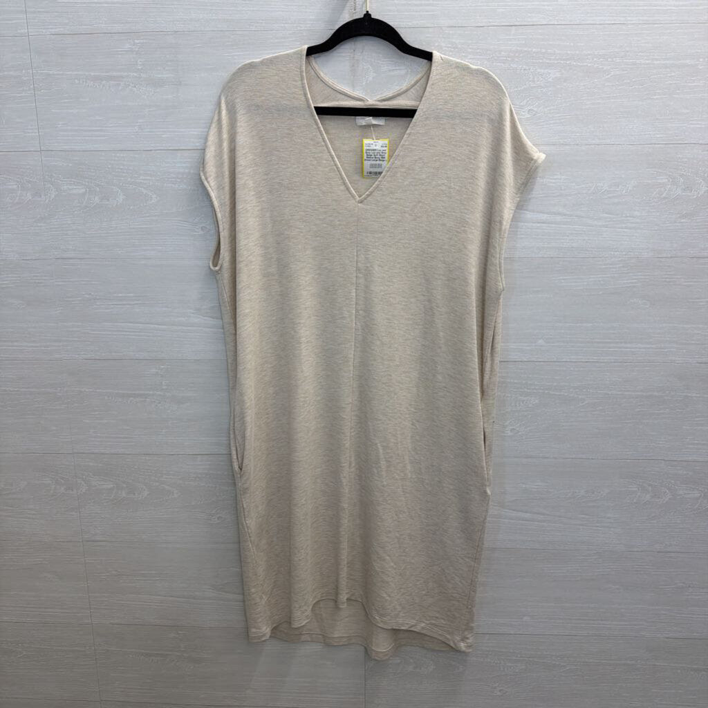Lou and Grey Beige Soft Short Sleeve Boxy Midi Dress Large