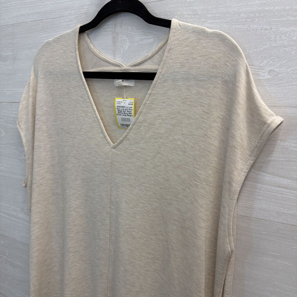 Lou and Grey Beige Soft Short Sleeve Boxy Midi Dress Large
