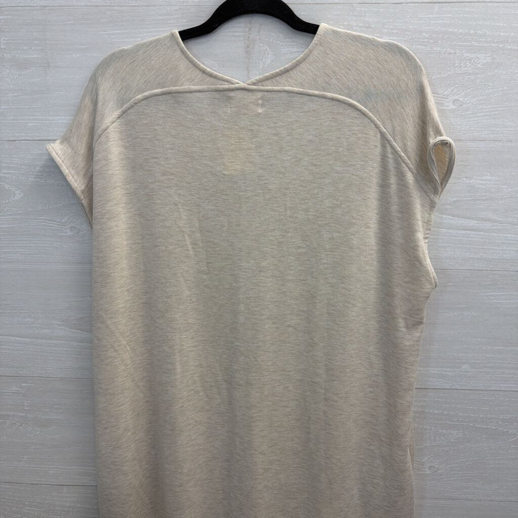 Lou and Grey Beige Soft Short Sleeve Boxy Midi Dress Large