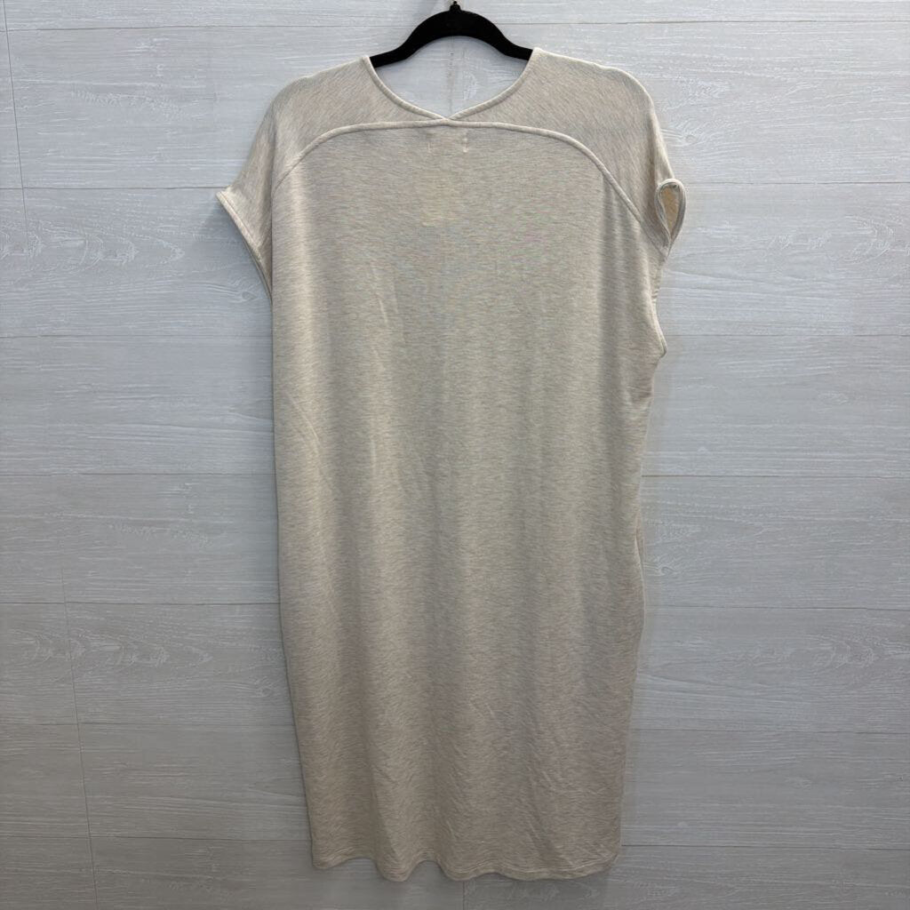 Lou and Grey Beige Soft Short Sleeve Boxy Midi Dress Large