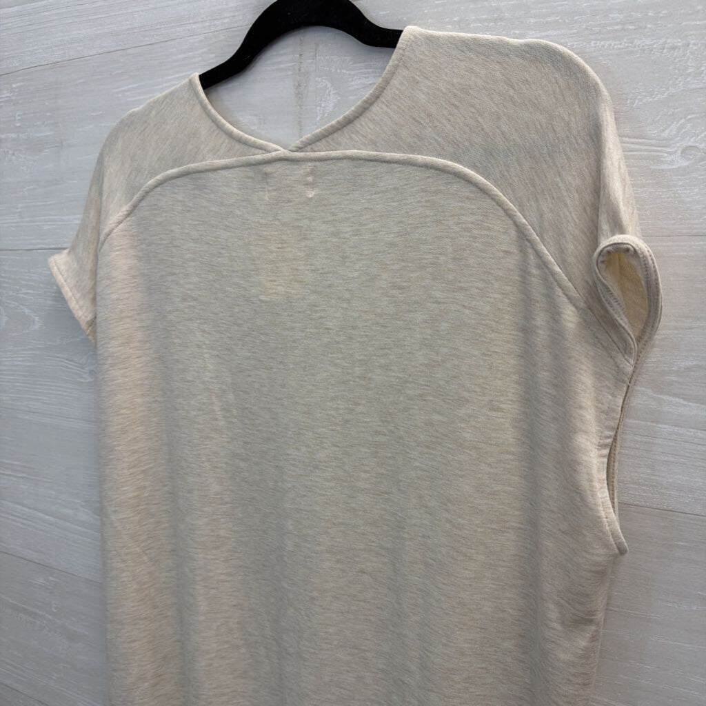 Lou and Grey Beige Soft Short Sleeve Boxy Midi Dress Large