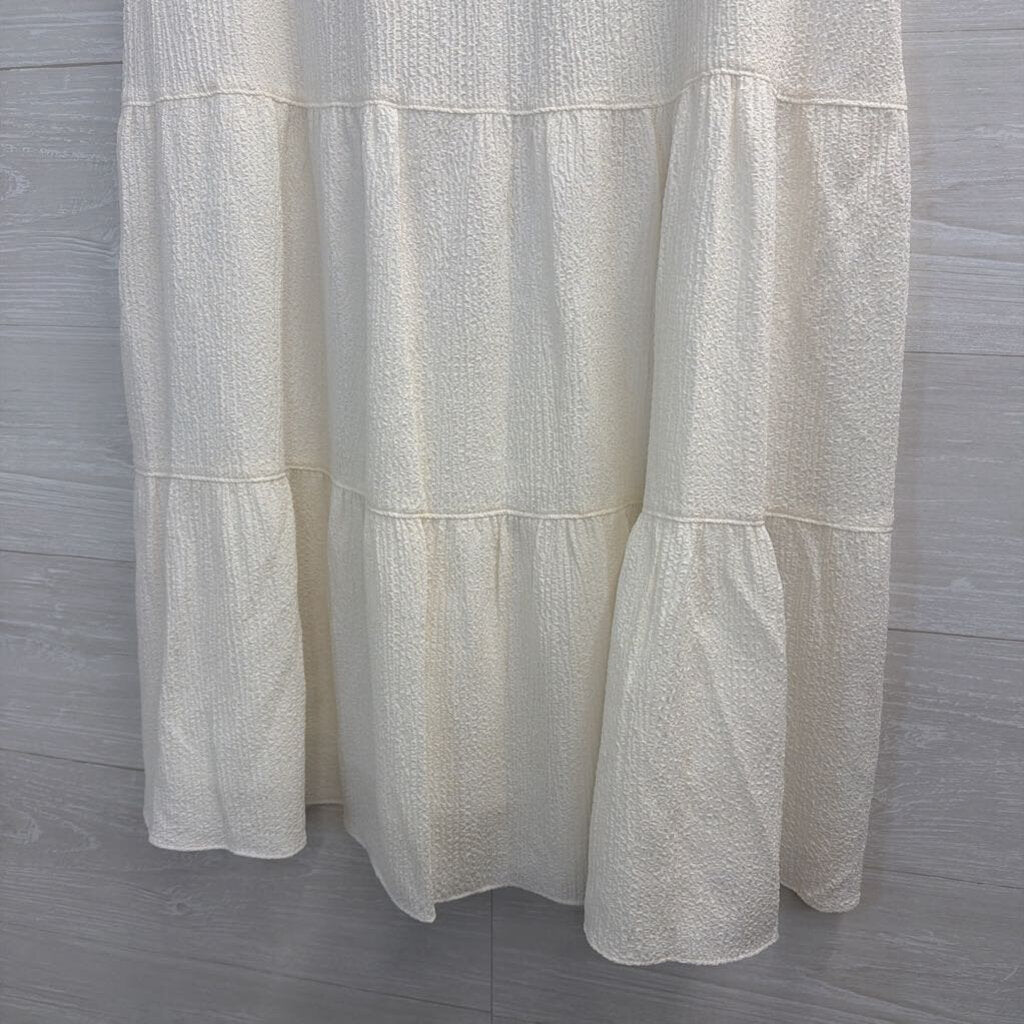 Anne Klein White Textured Midi Skirt Large