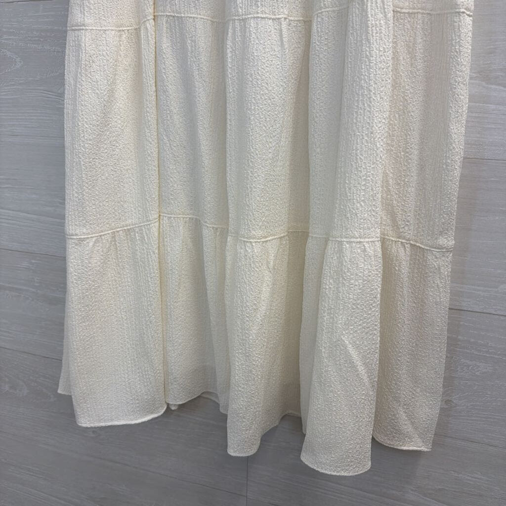 Anne Klein White Textured Midi Skirt Large