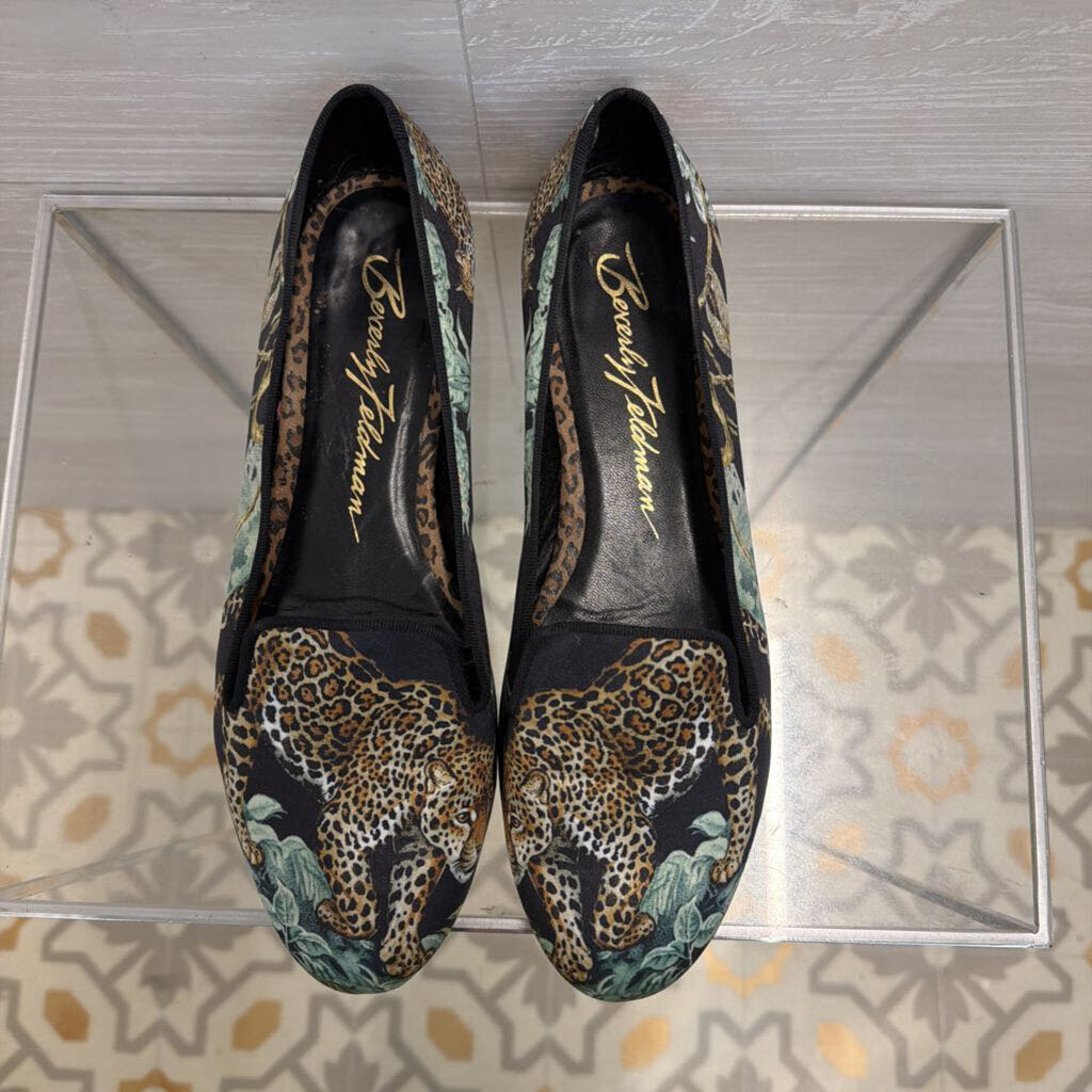 Beverly Feldman Black/Multi Leopard Flat 39.5