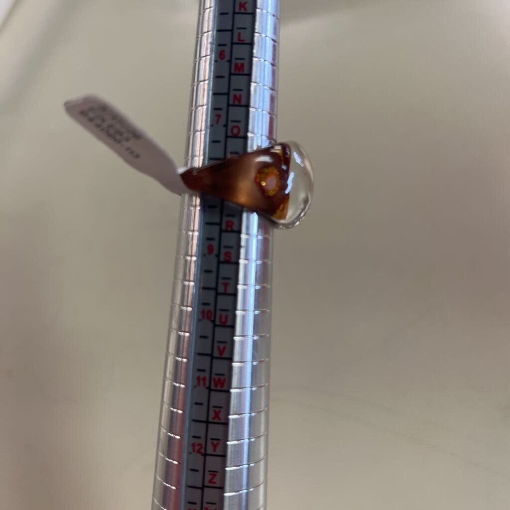 Brown Acrylic Dome Ring Size 8