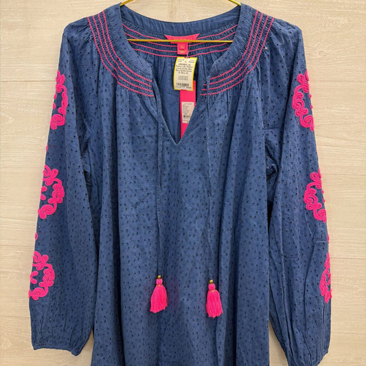 Lilly Pulitzer Lucee Oyster Bay Navy Eyelet Dress XL