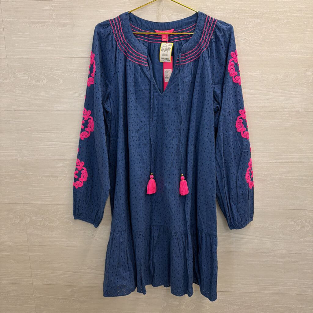 Lilly Pulitzer Lucee Oyster Bay Navy Eyelet Dress XL