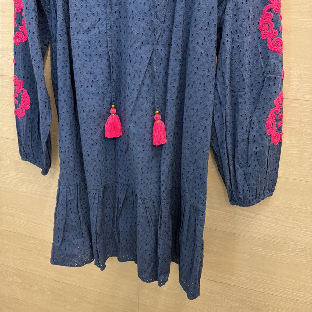 Lilly Pulitzer Lucee Oyster Bay Navy Eyelet Dress XL