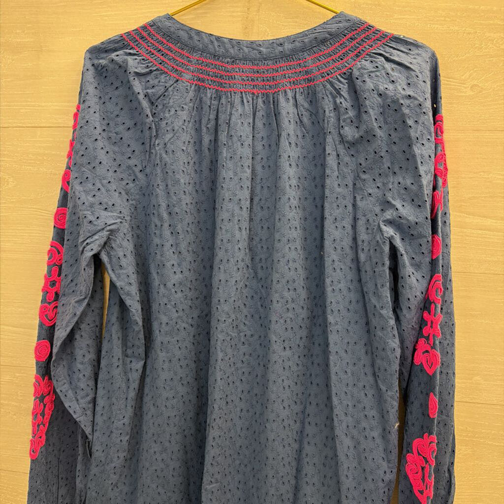 Lilly Pulitzer Lucee Oyster Bay Navy Eyelet Dress XL