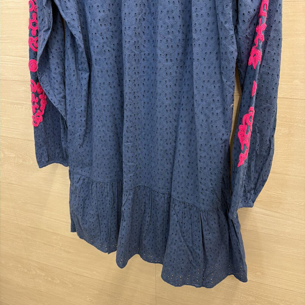 Lilly Pulitzer Lucee Oyster Bay Navy Eyelet Dress XL