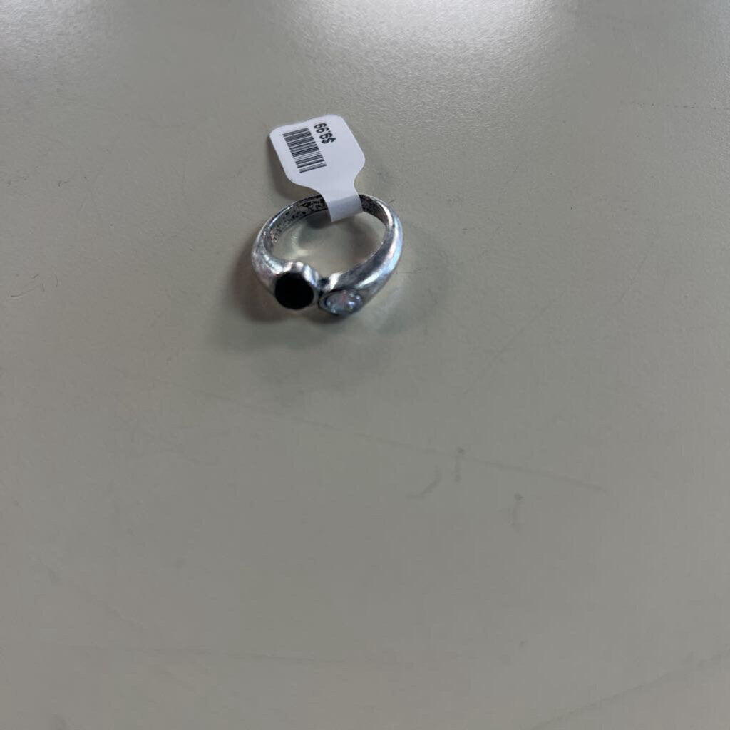 Silver Toned Two Stone Ring Size 7