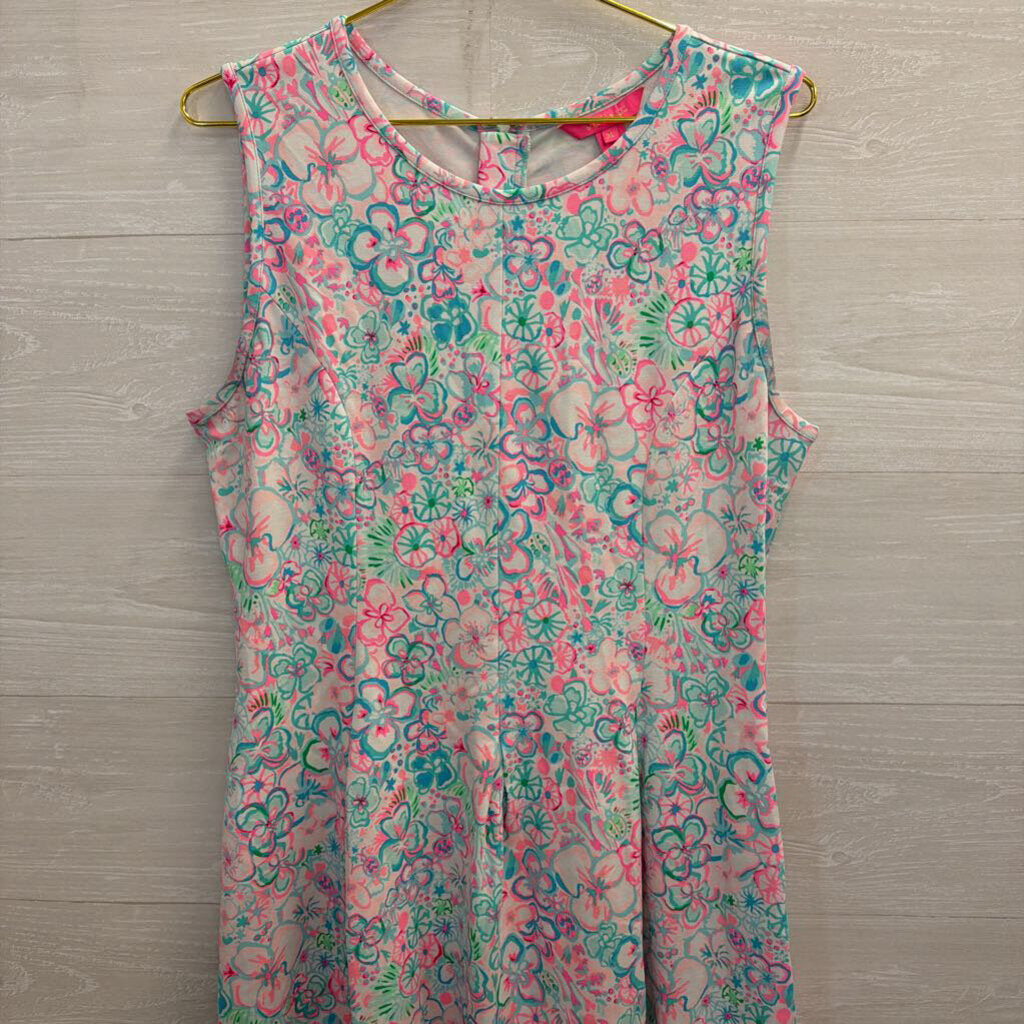 Lilly Pulitzer Kinsey Pink/Green Flare Dress XL