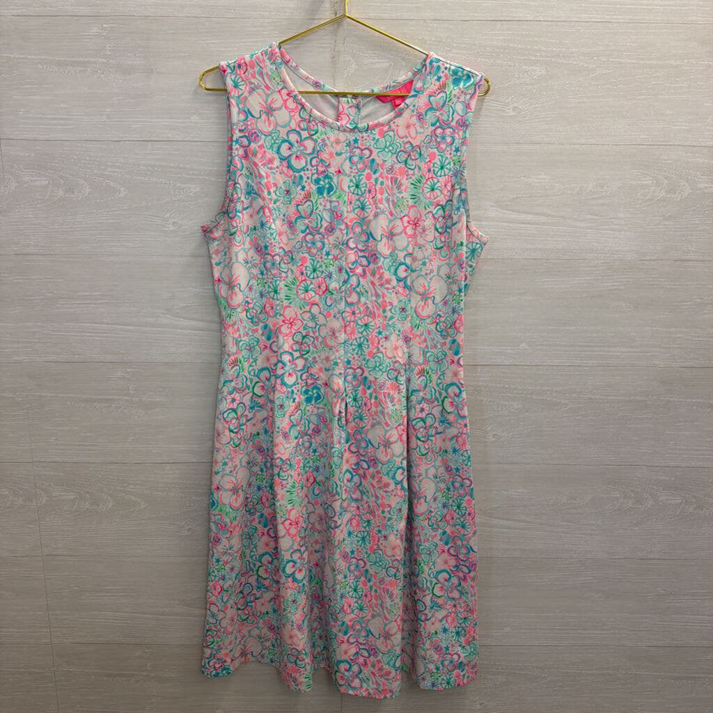 Lilly Pulitzer Kinsey Pink/Green Flare Dress XL