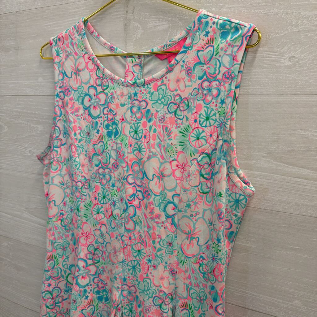 Lilly Pulitzer Kinsey Pink/Green Flare Dress XL