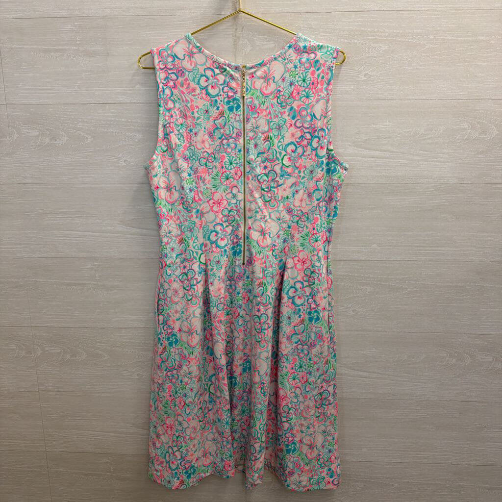 Lilly Pulitzer Kinsey Pink/Green Flare Dress XL