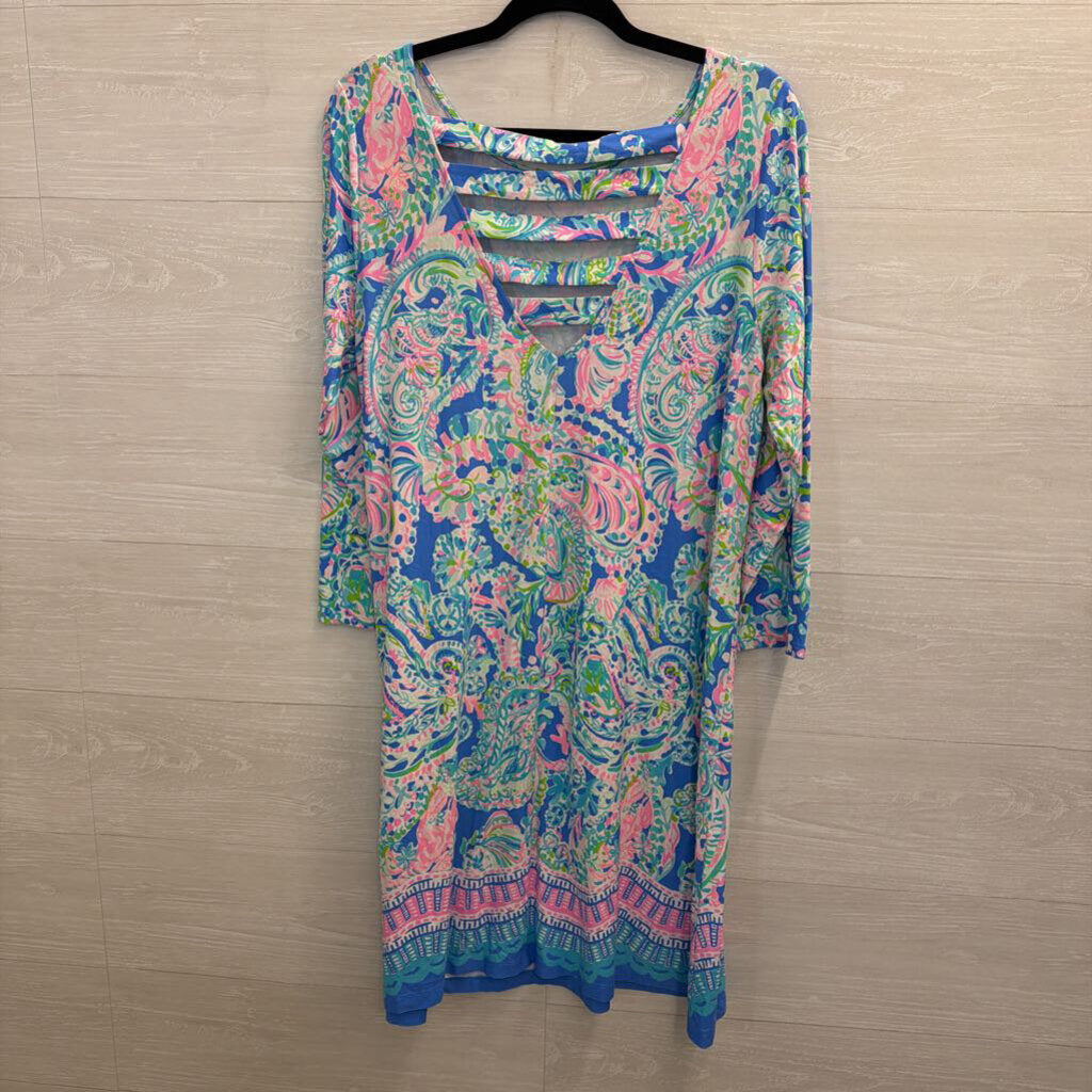 Lilly Pulitzer Blue/Pink Ophelia Knit Dress XL