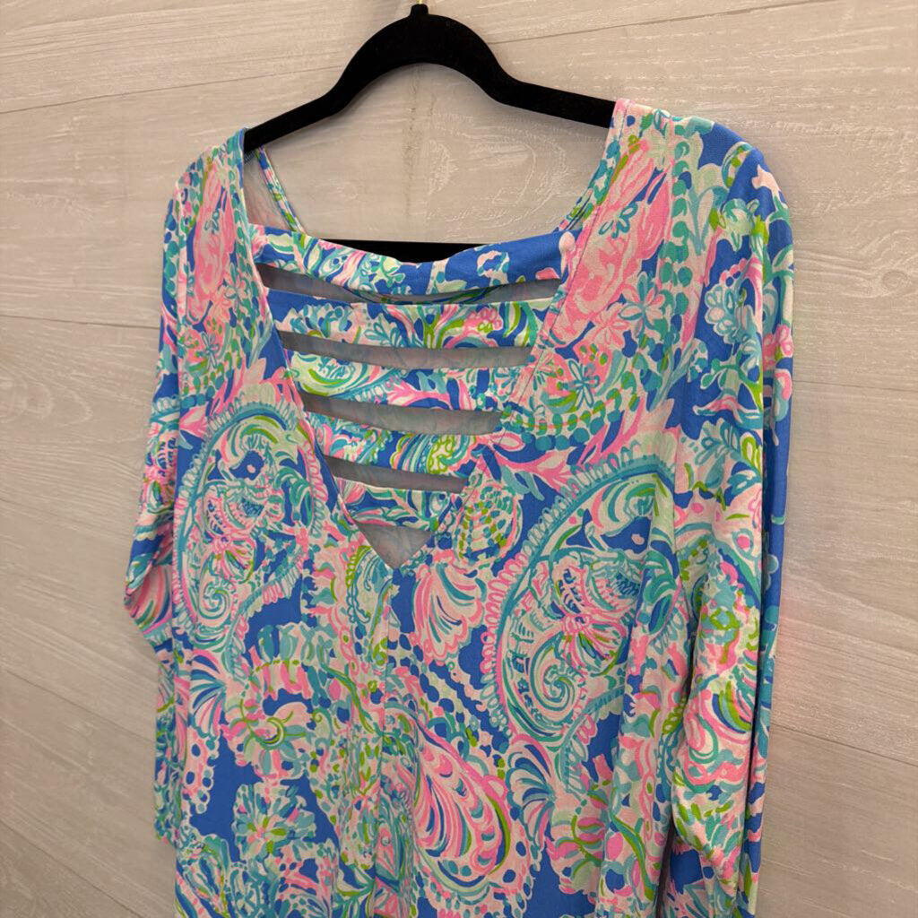 Lilly Pulitzer Blue/Pink Ophelia Knit Dress XL