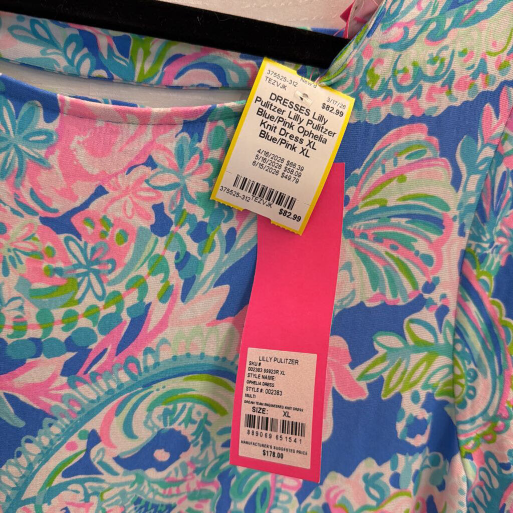 Lilly Pulitzer Blue/Pink Ophelia Knit Dress XL