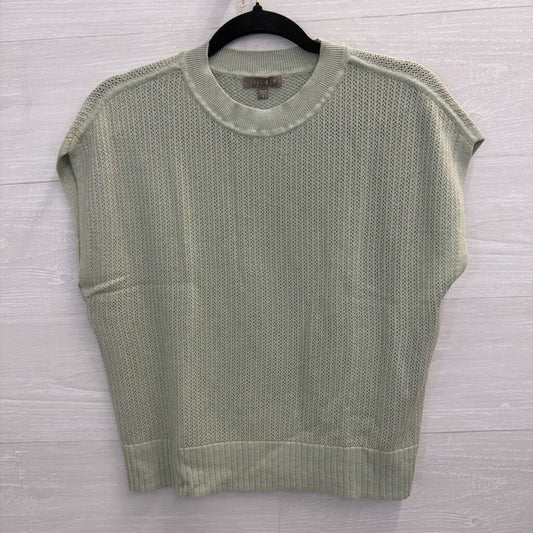 Lilla P Green Open Knit Sleeveless Boxy Top Small