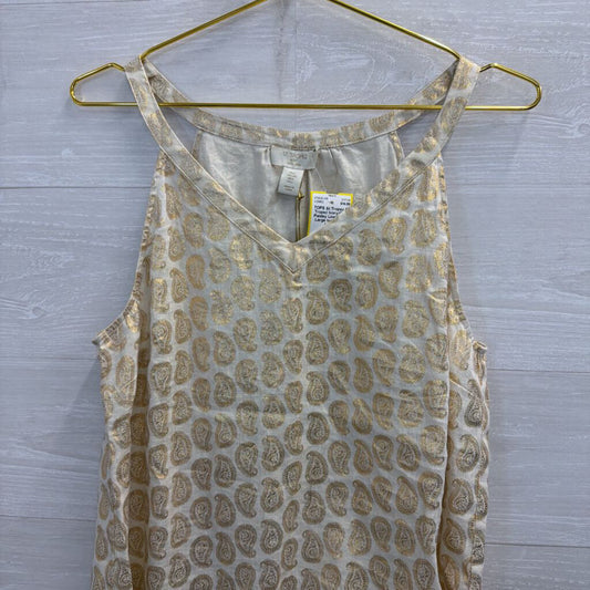 St Tropez Ivory/Gold Paisley Linen Tank Large