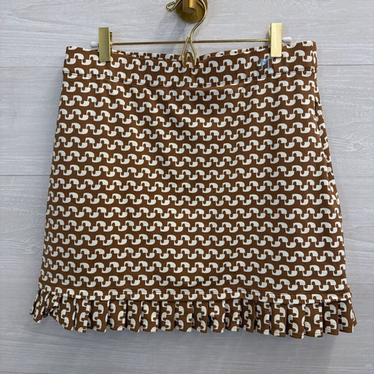 J McLaughlin Brown/ White Print Skirt With Shorts Medium