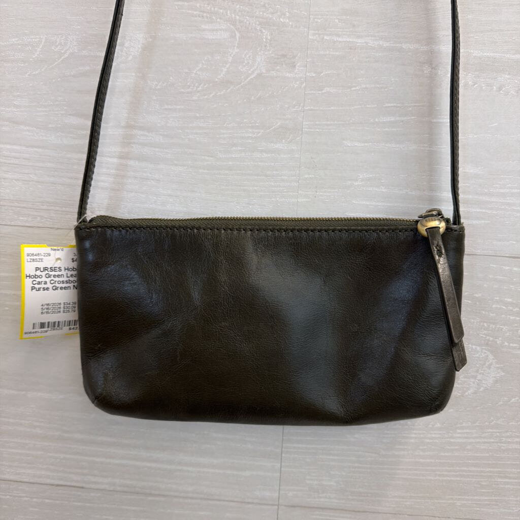 Hobo Green Leather Cara Crossbody Purse