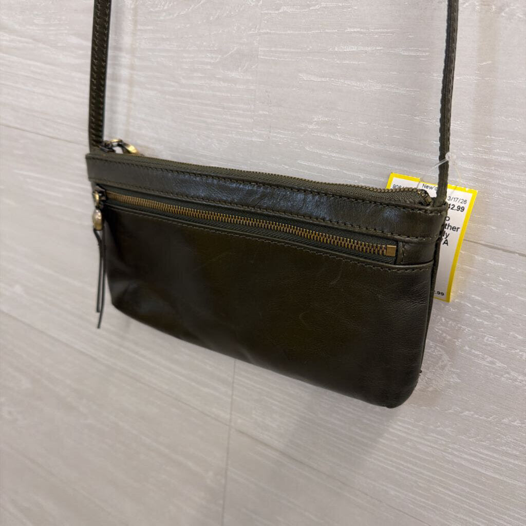 Hobo Green Leather Cara Crossbody Purse