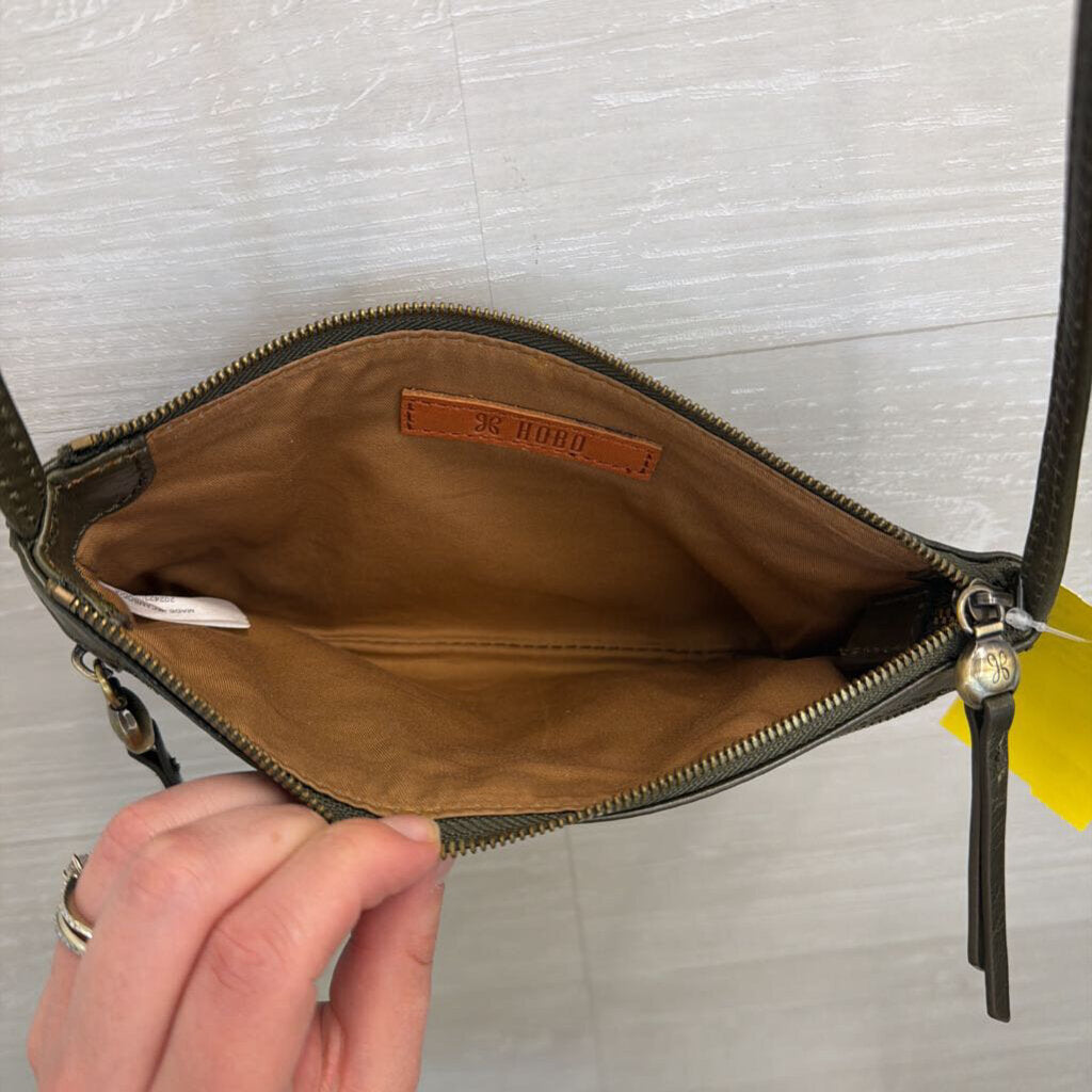 Hobo Green Leather Cara Crossbody Purse