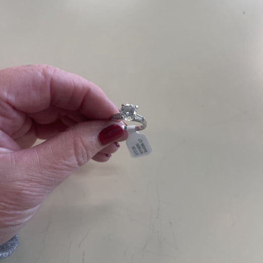 Silver Toned CZ Stone Ring Size 6.5