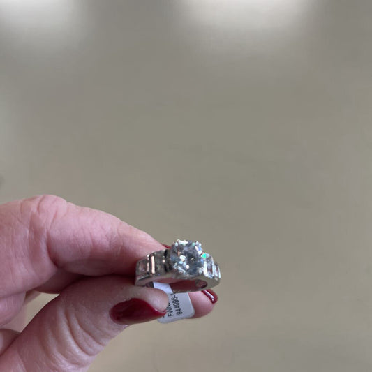 Silver Toned CZ Stone Ring Size 7