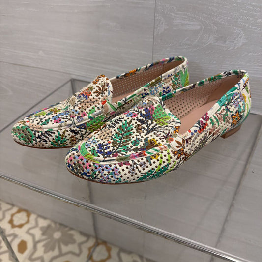 Lalisa White/ Multi Floral Print Loafers 38