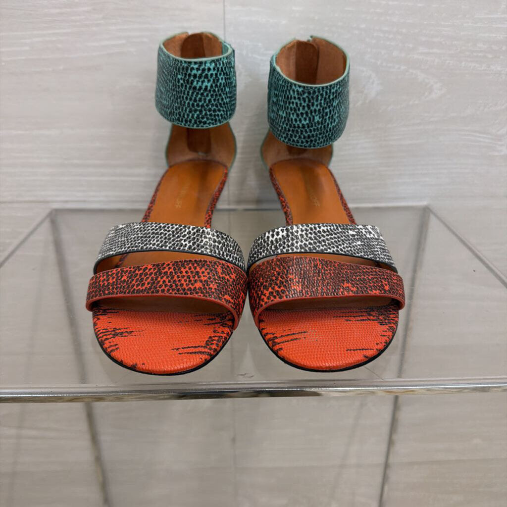 Rebecca Minkoff Multi Color Snakeskin Print Lore Demi Wedge Sandals 8