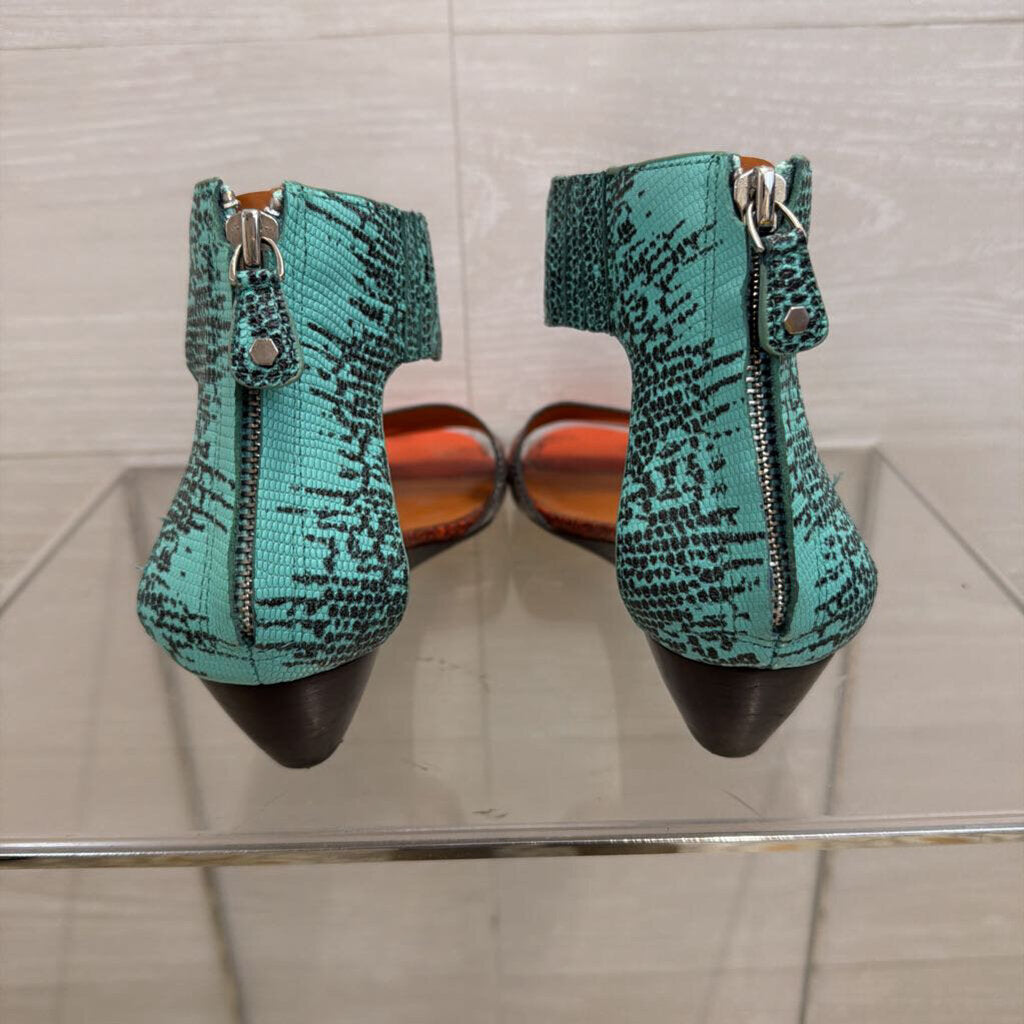 Rebecca Minkoff Multi Color Snakeskin Print Lore Demi Wedge Sandals 8