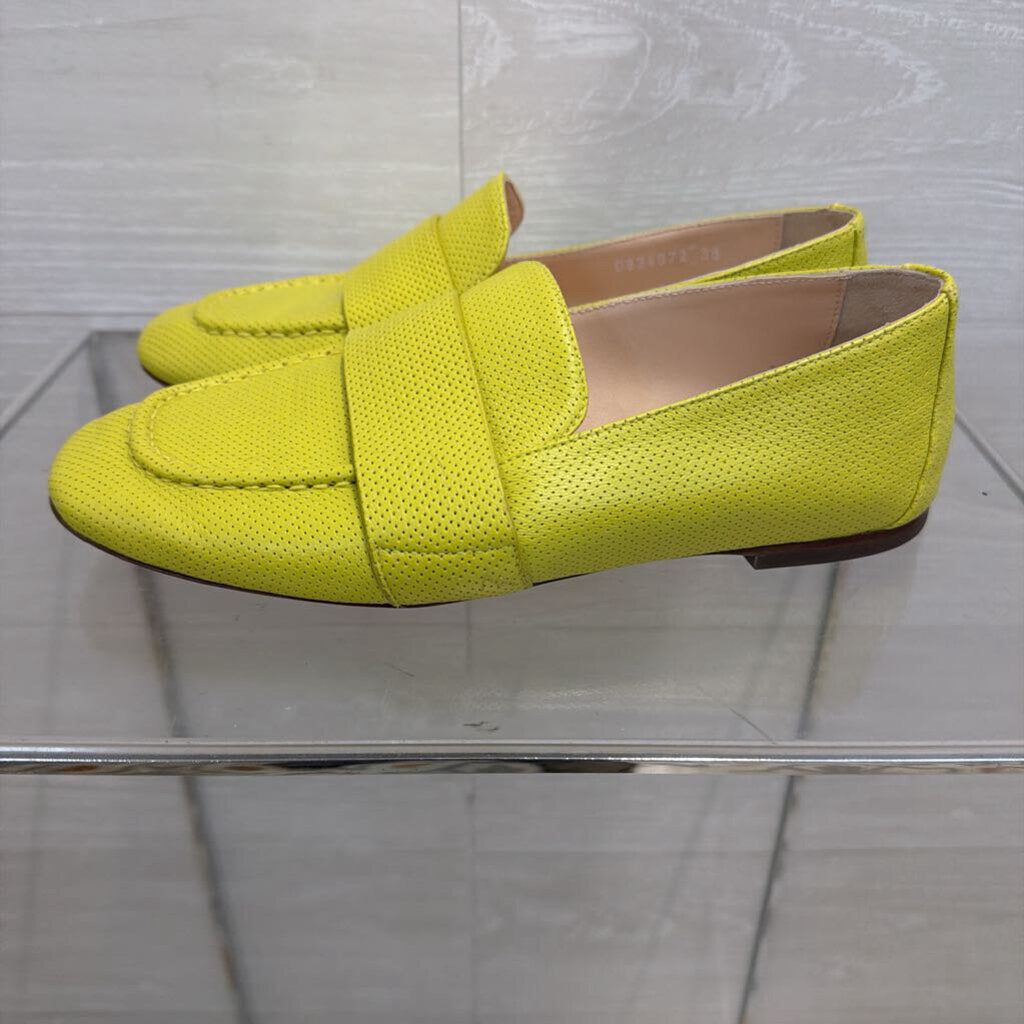 AGL Lime Green Mara Perforated Leather Sprint Loafers 38