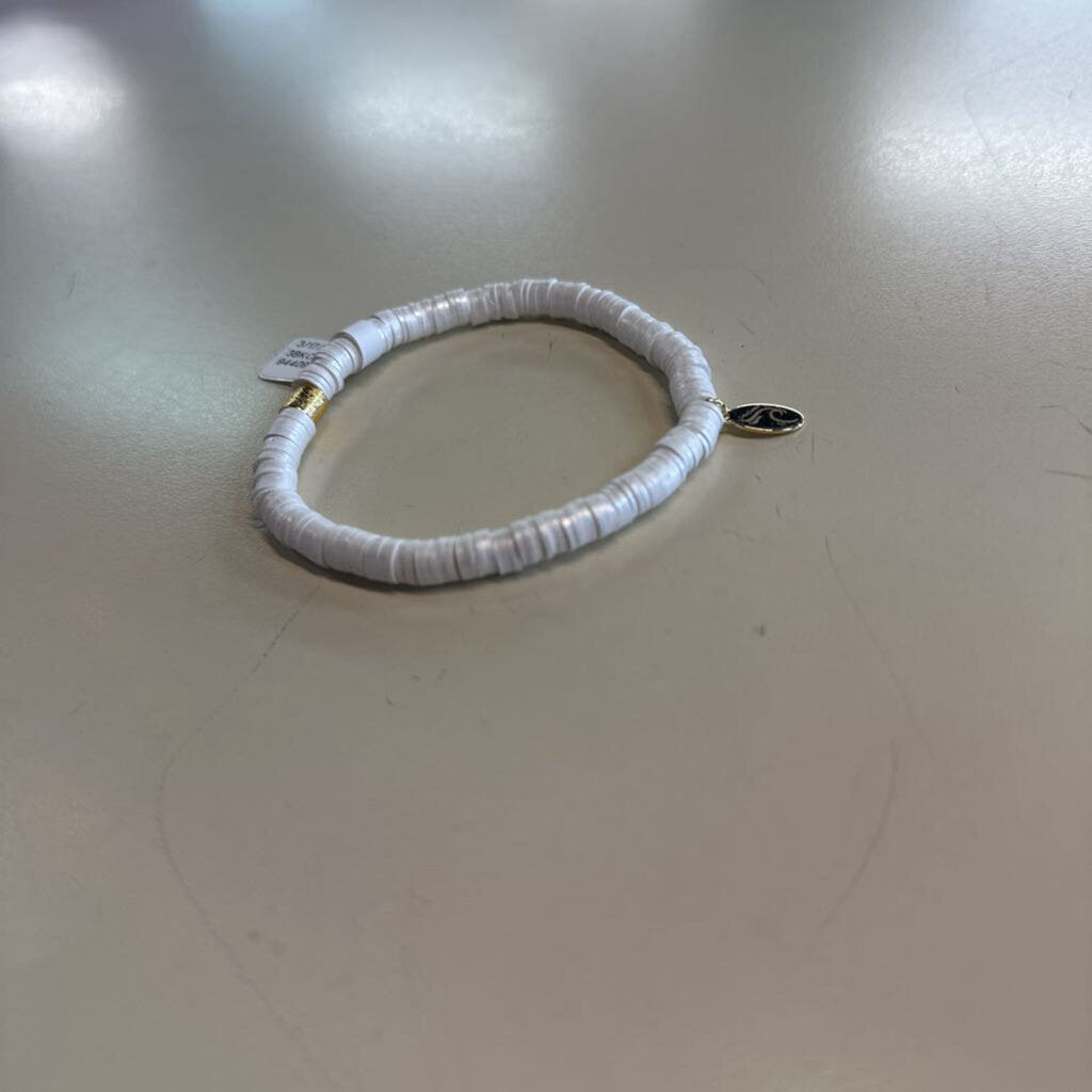 White Disk Stretch Bracelet