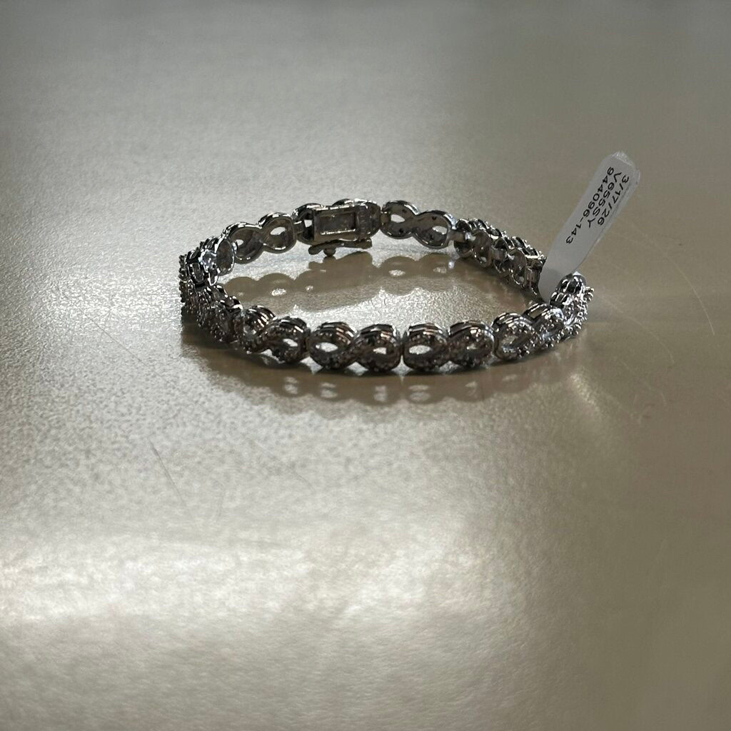 Silver Toned Infinity CZ Stone Bracelet