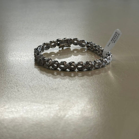 Silver Toned Infinity CZ Stone Bracelet