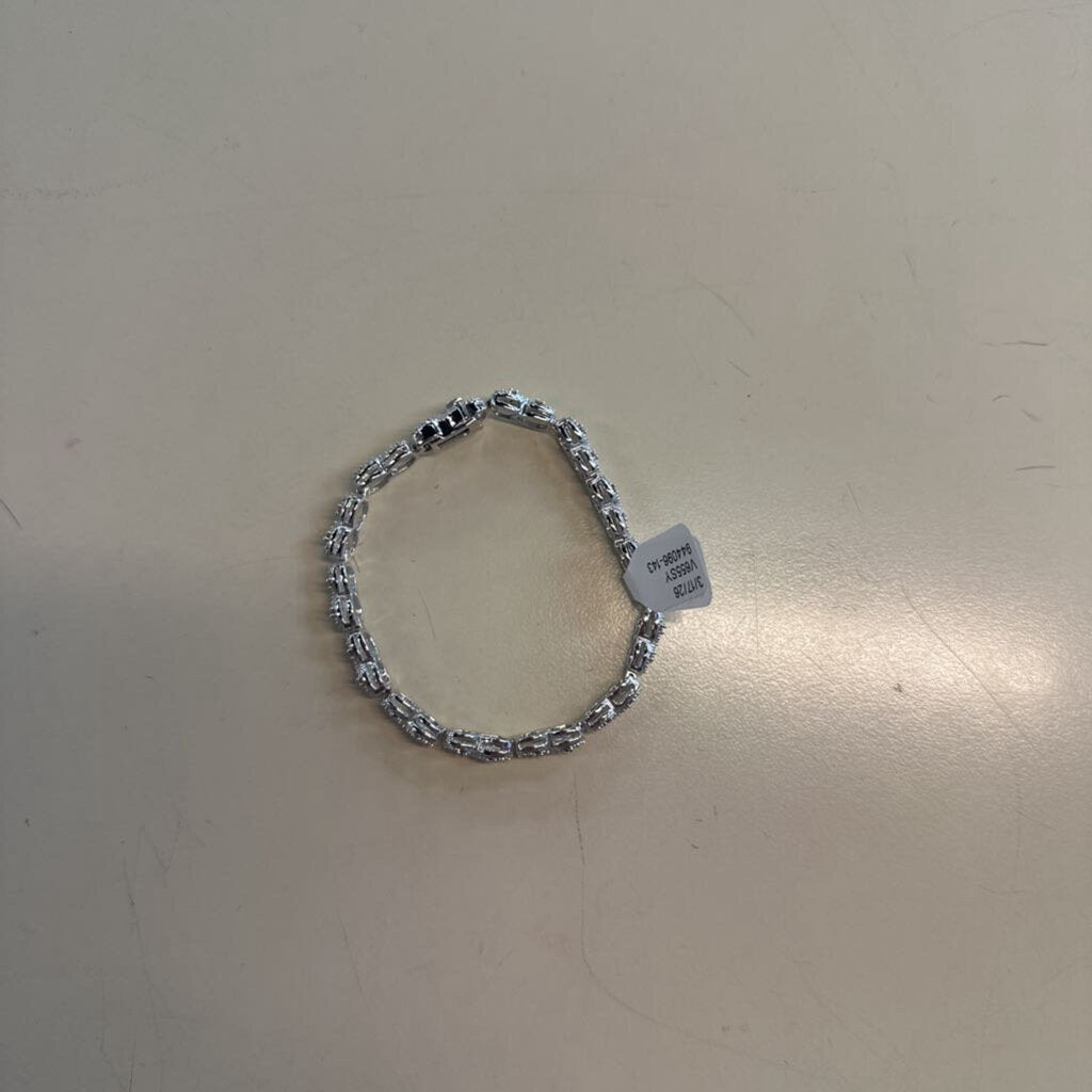 Silver Toned Infinity CZ Stone Bracelet