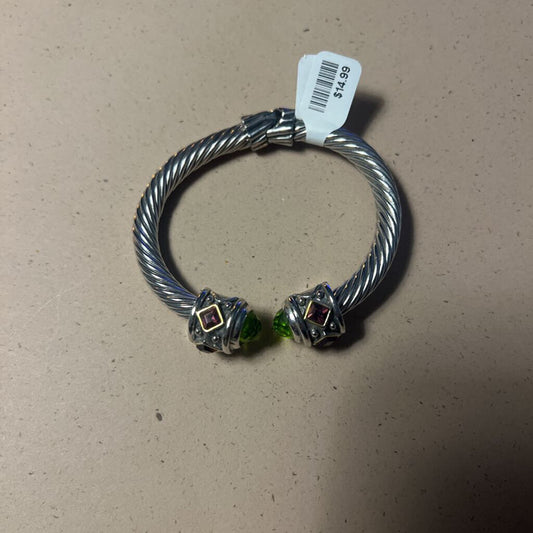 Silver Toned Cable Cuff Bracelet