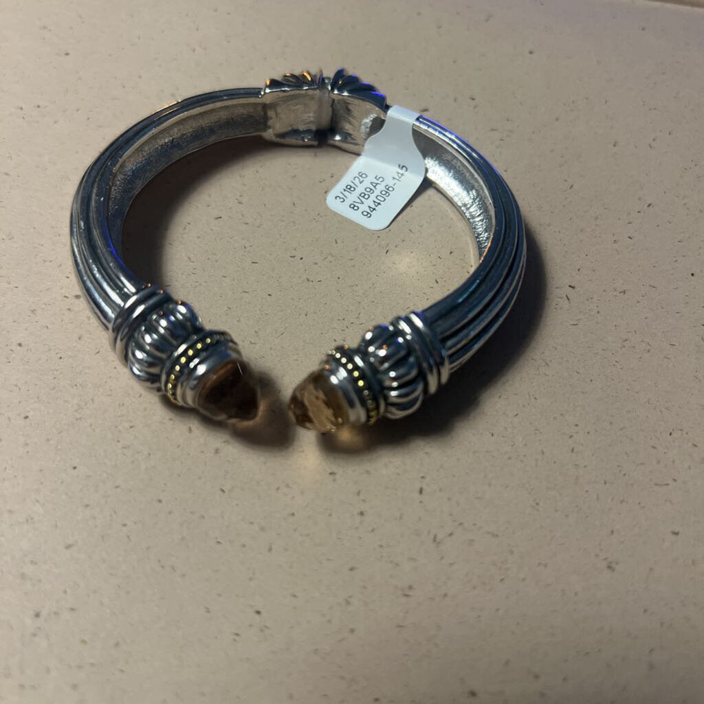 Silver Toned David Yurman Inspired Cuff Bracelet