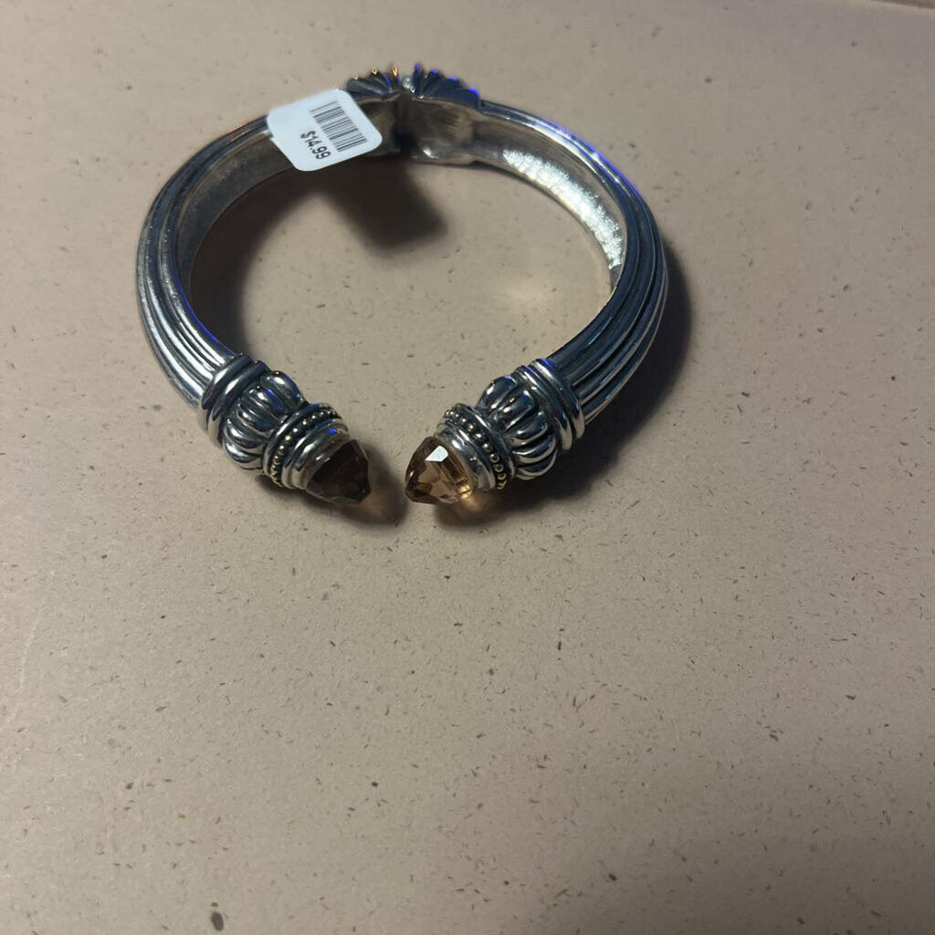Silver Toned David Yurman Inspired Cuff Bracelet