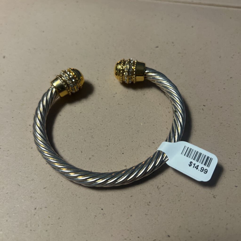 Silver Toned David Yurman Inspired Cable Bracelet