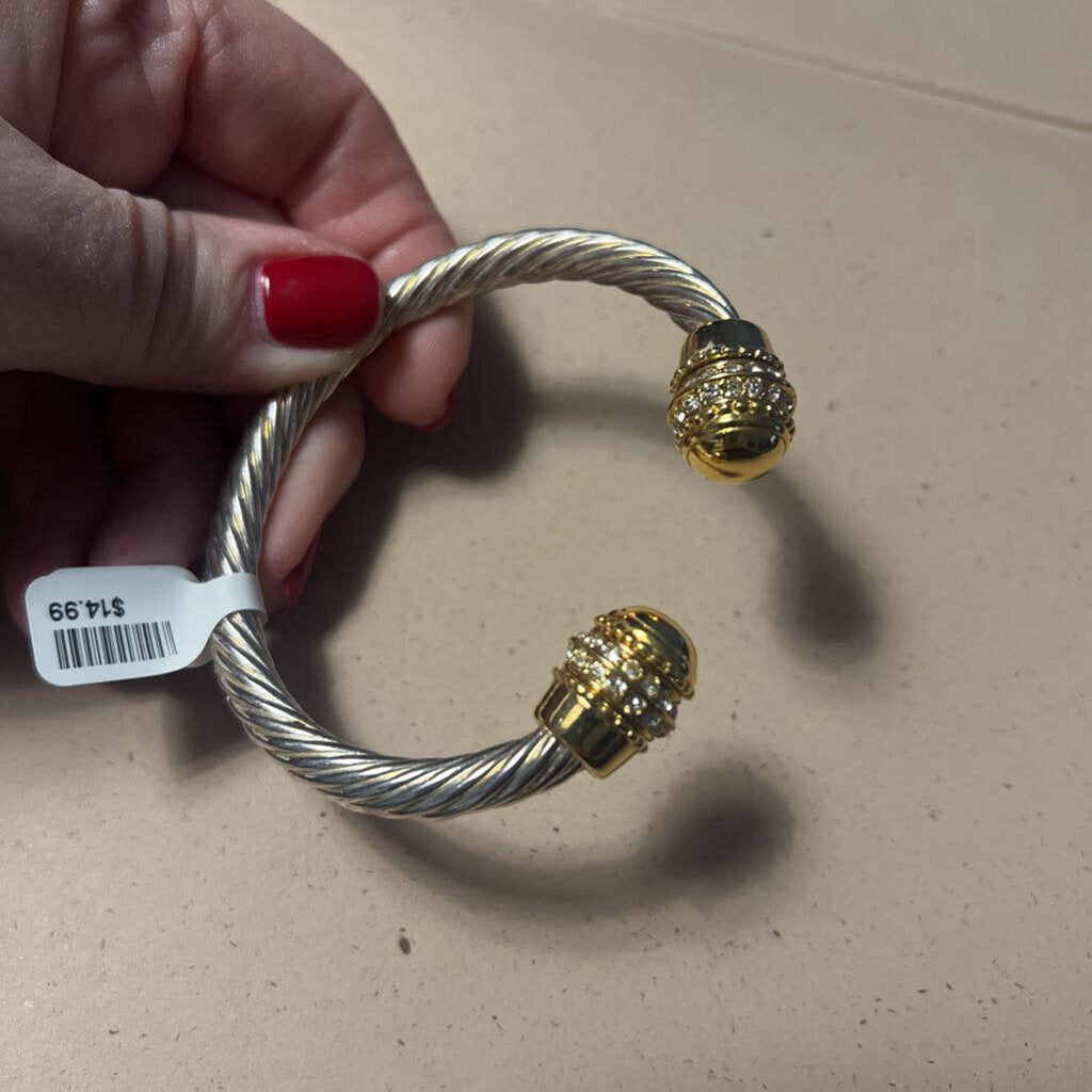 Silver Toned David Yurman Inspired Cable Bracelet