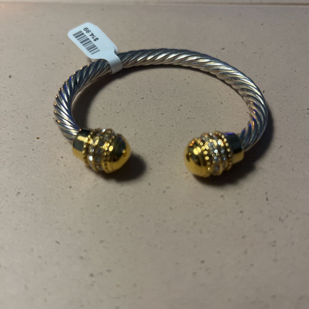 Silver Toned David Yurman Inspired Cable Bracelet