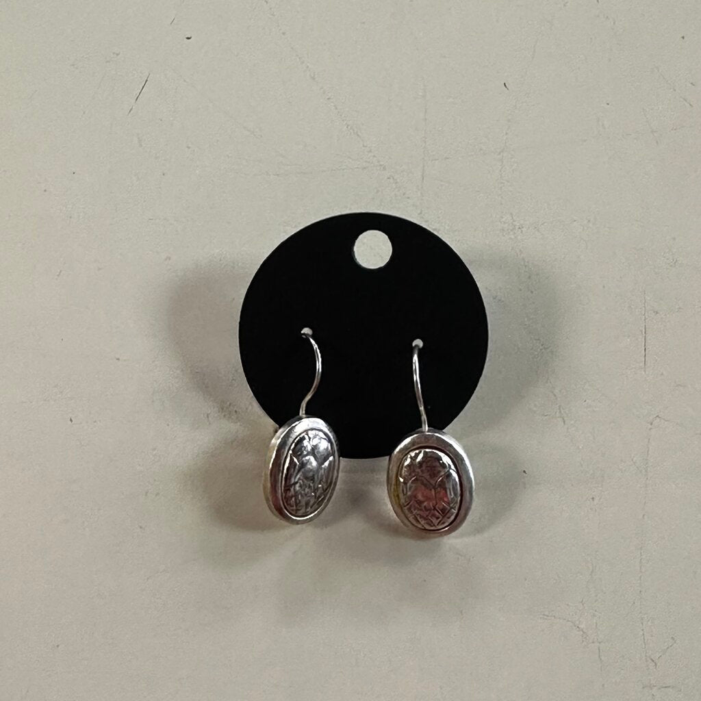 Oval Two Toned Dangle Earrings
