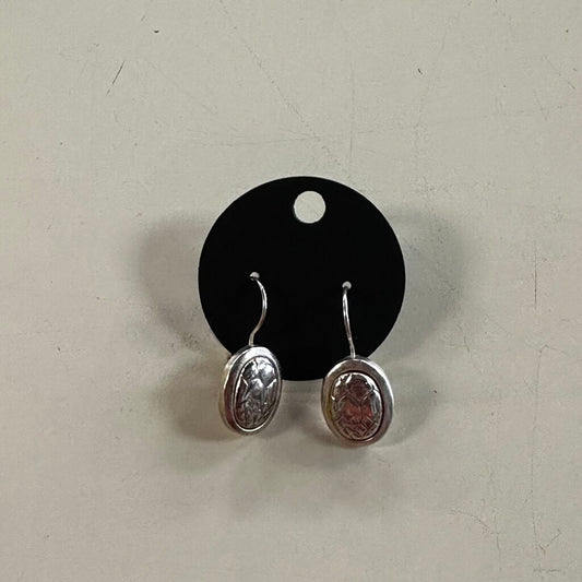 Oval Two Toned Dangle Earrings