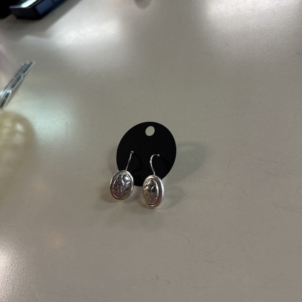Oval Two Toned Dangle Earrings