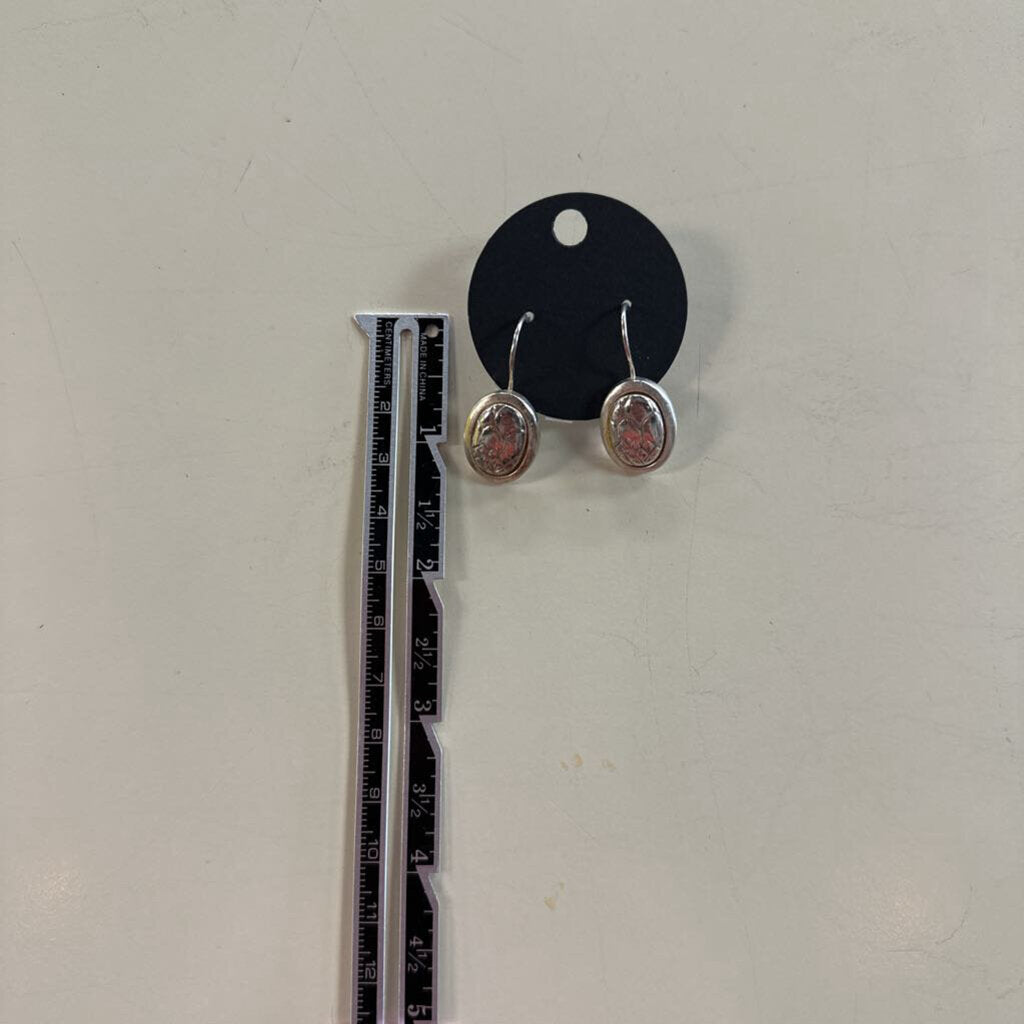 Oval Two Toned Dangle Earrings
