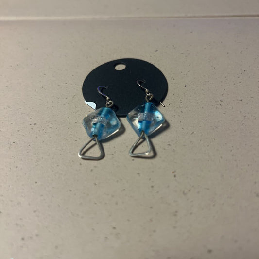 Handcrafted Blue Stone Dangle Earrings